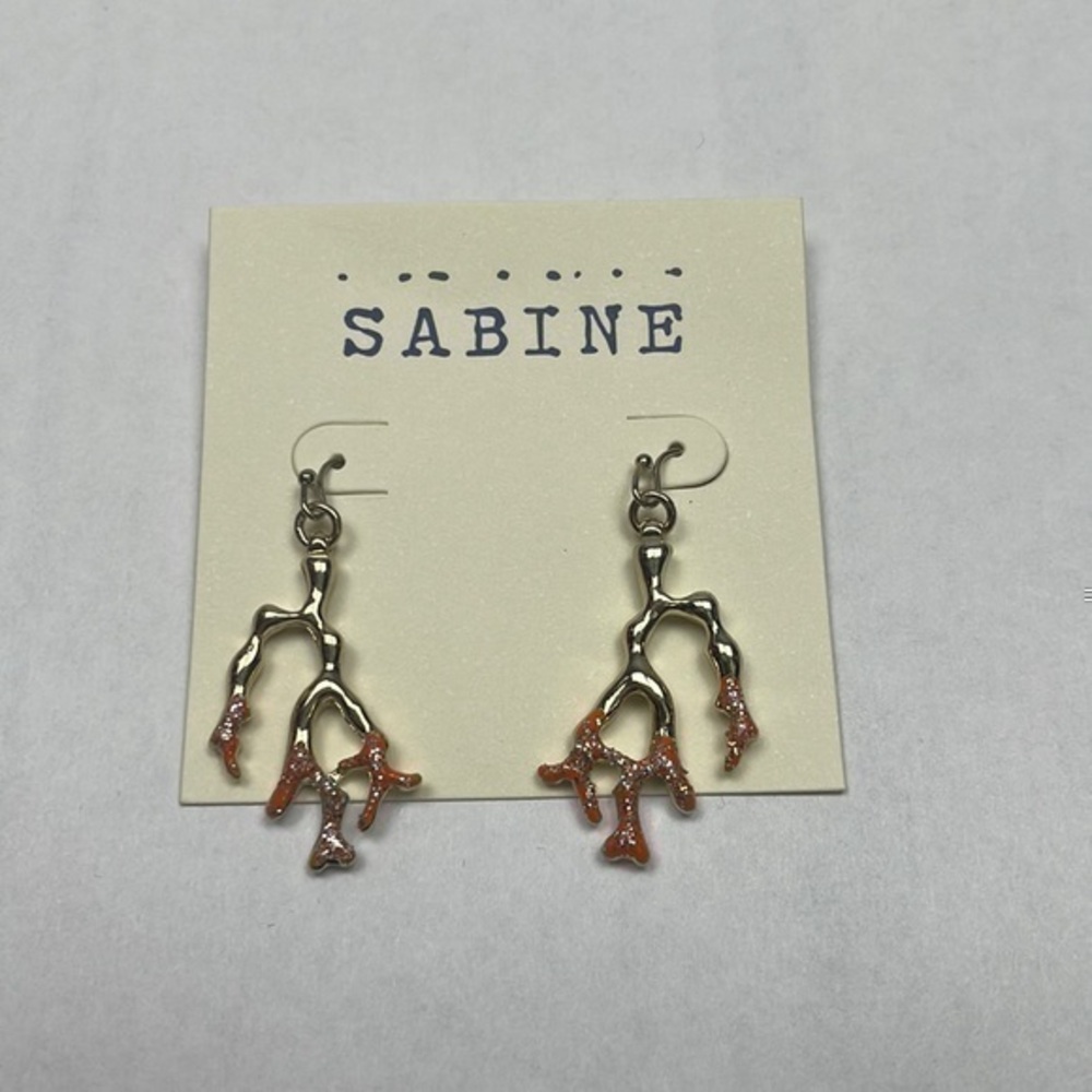 New Sabine coral shaped gold colored earrings